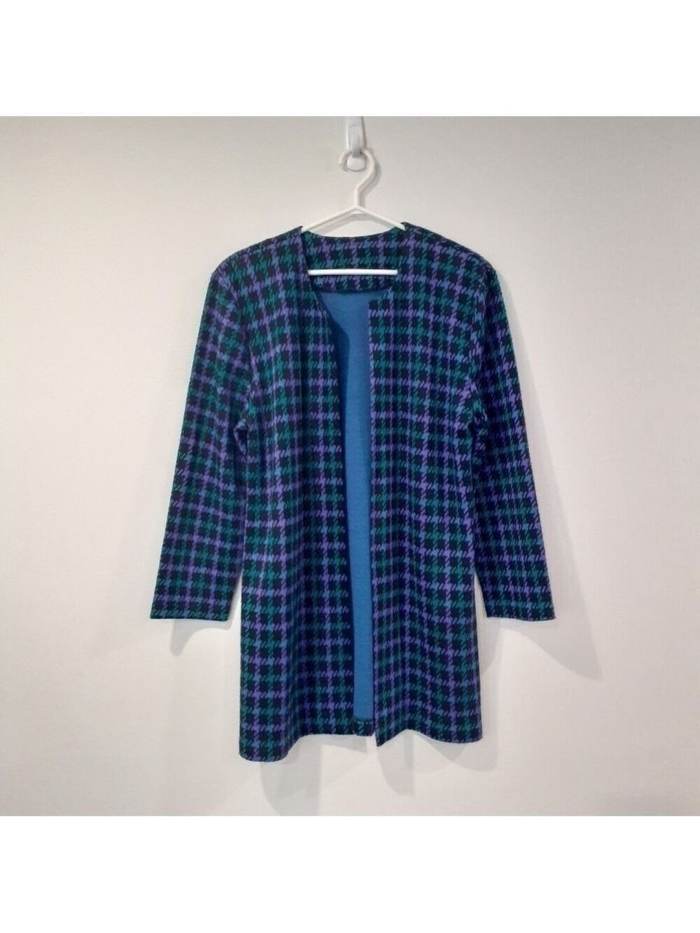 Retro 80's/90's Handmade Open Houndstooth Trench/Cardigan Pullover